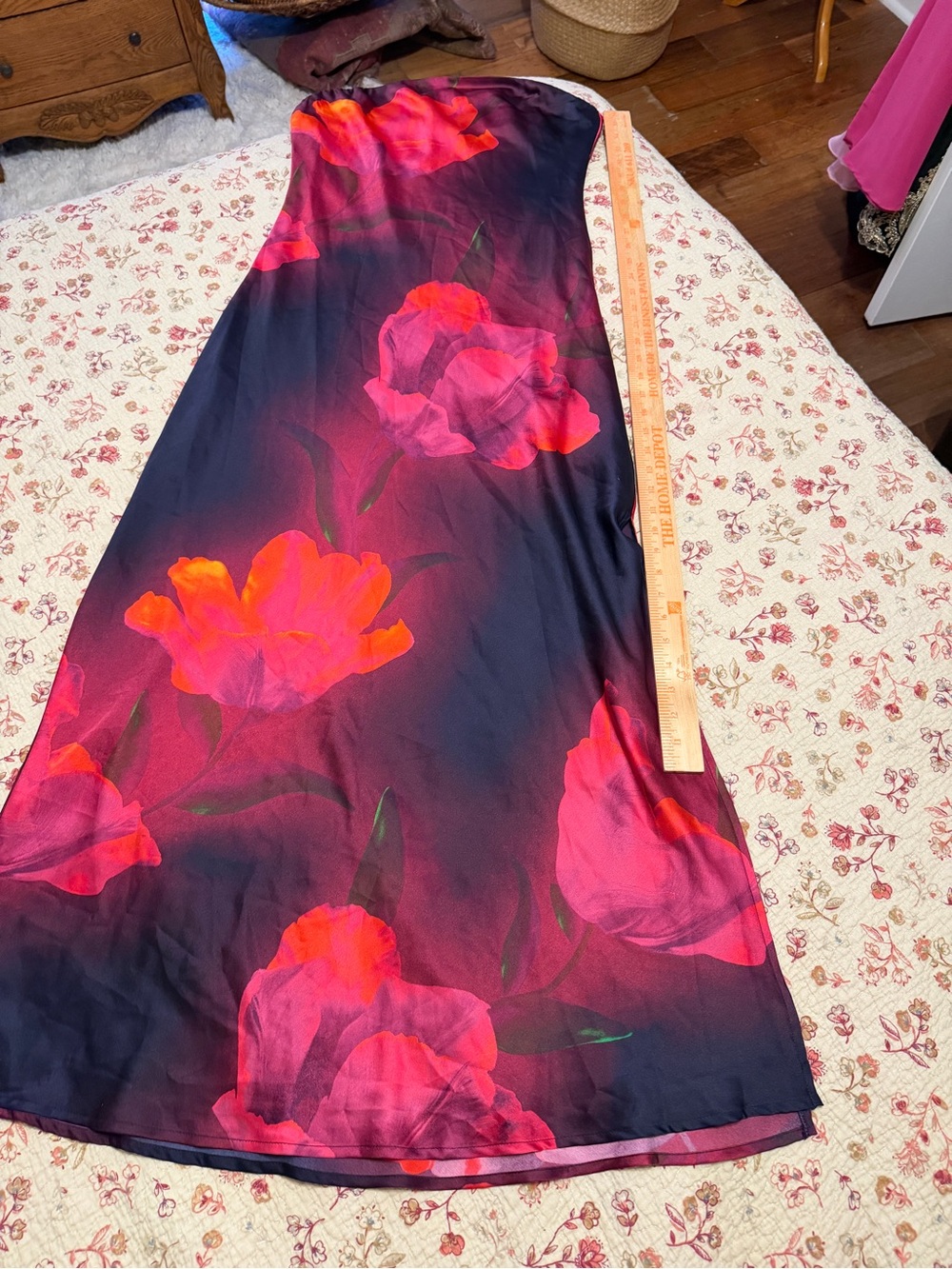 Dress Forum Navy Dress with Floral Accent
